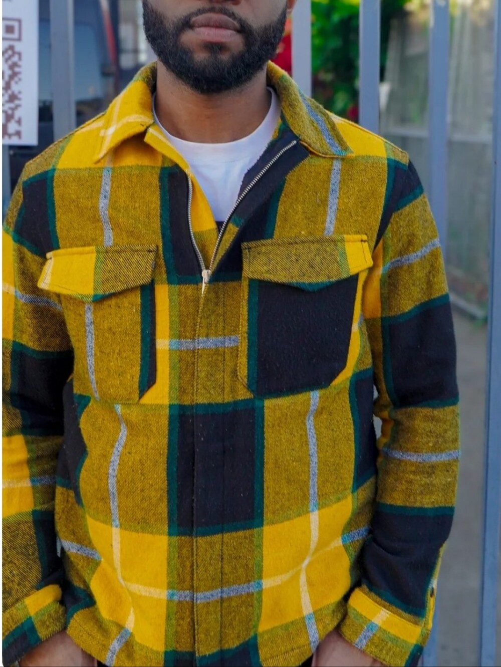ZARA Yellow & Black Plaid Zip-Front Jacket